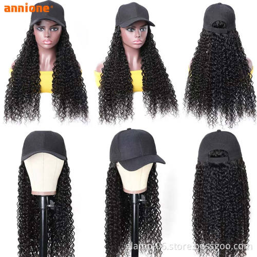 Factory Price human hair baseball cap hat wig,Baseball cap Wig For Black Women,silly cap wigs with hats for girls